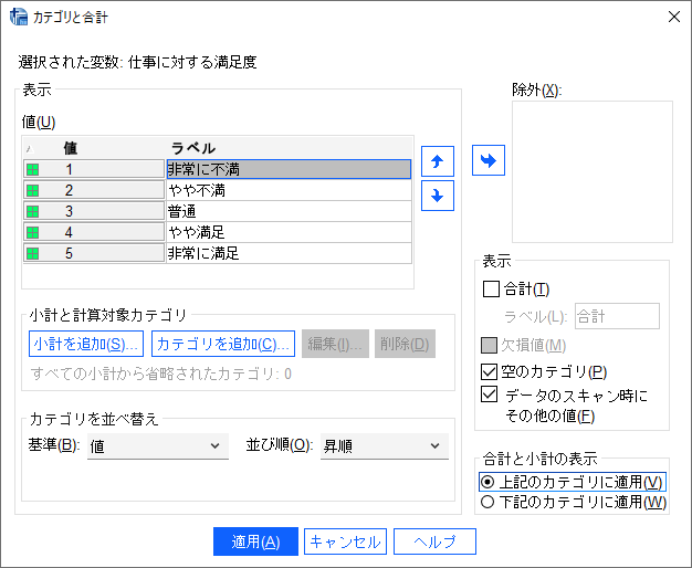 多重クロス集計表の小計カテゴリの追加 Spss Tips Statsguild Inc